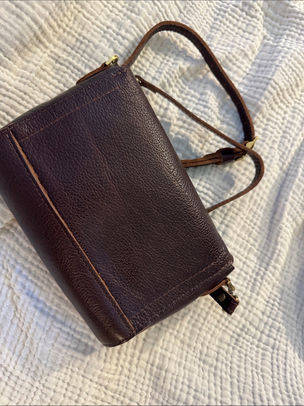 Portland Leather cold brew Brown metro Crossbody Bag - Picture 2 of 3